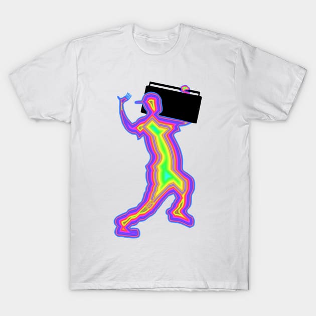 1980s Neon Silhouette with a Boombox T-Shirt by Art by Deborah Camp